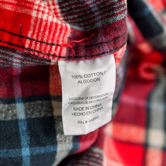 Vintage Lee 100% Cotton Flannel - Red & Blue Plaid - Men's XXL - Picture 9 of 9